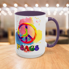 Colorful Peace Mug with Tie-Dye Design, Various Colors & Sizes