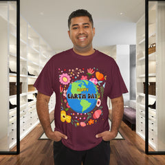 Earth Day Floral Tee — "Happy Earth Day" Graphic T-Shirt