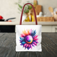 Vibrant Floral Tote Bag, Colorful Flower Design,