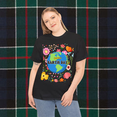 Earth Day Floral Tee — "Happy Earth Day" Graphic T-Shirt