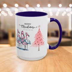 Colorful Holiday Mug, Christmas Flamingo Design