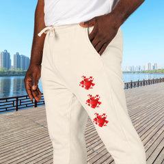 Red Hearts Printed Fleece Sweatpants - Unisex Lounge Pants,