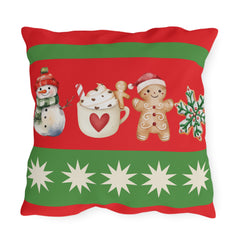 Snowman & Gingerbread Throw Pillow