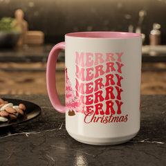 Pink Merry Merry Merry Christmas Mug