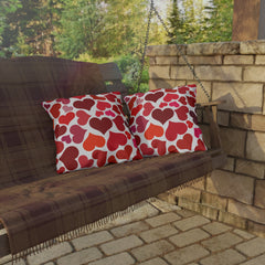 Heart Pattern Pillow — Red & Pink Valentine Patio Cushion