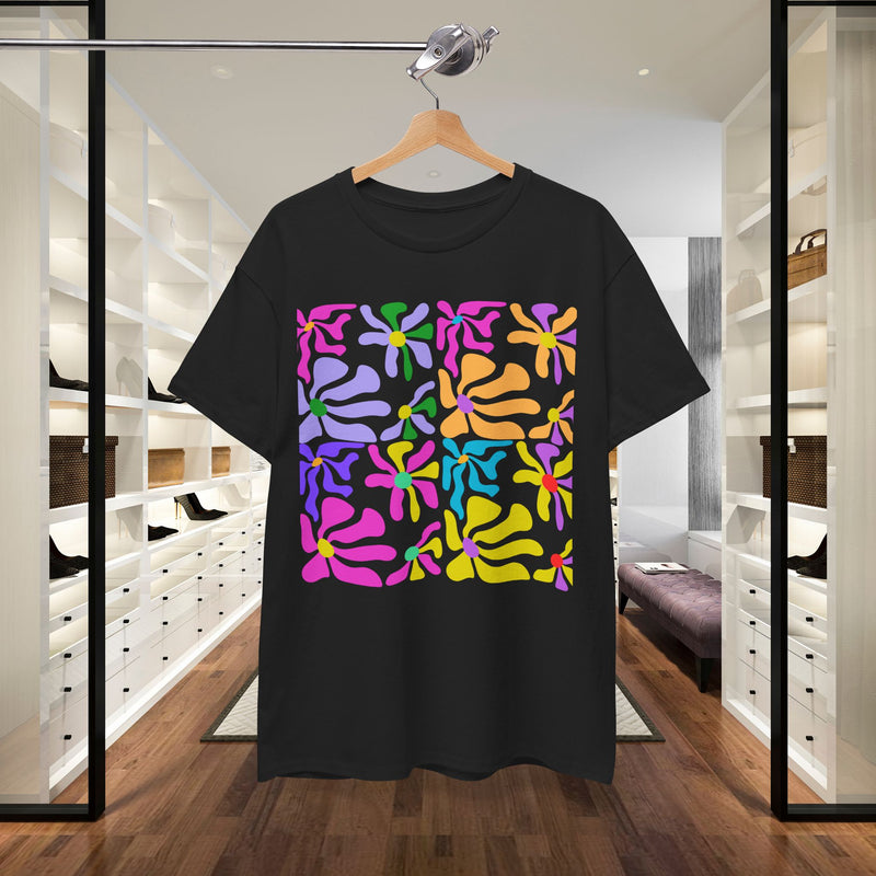 Colorful Floral Tile T-Shirt — Pastel Retro Pattern Tee