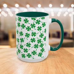 Shamrock Pattern Coffee Mug — St. Patrick’s Day Green Clover Ceramic Mug (11oz & 15oz)
