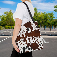 Chic Cow Print Tote Bag, Stylish Reusable Shopping Tote,