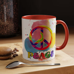 Colorful Peace Mug with Tie-Dye Design, Various Colors & Sizes