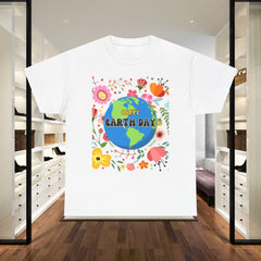 Earth Day Floral Tee — "Happy Earth Day" Graphic T-Shirt