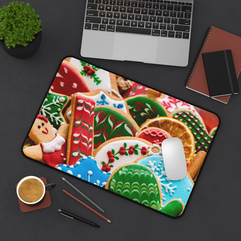 Festive Cookie-Themed Desk Mat | Holiday Office Decor,