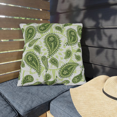 Reversible Pillow Green Paisley Design