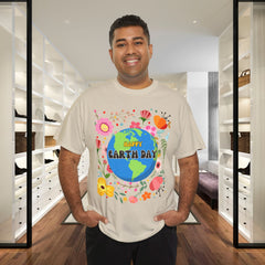Earth Day Floral Tee — "Happy Earth Day" Graphic T-Shirt