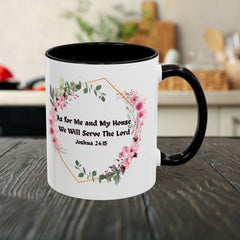Joshua 24:15 Floral Faith Mug — "As for Me and My House, We Will Serve the Lord" (11oz/15oz)
