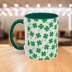 Shamrock Pattern Coffee Mug — St. Patrick’s Day Green Clover Ceramic Mug (11oz & 15oz)