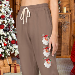 Retro Santa Holiday Fleece Sweatpants - Unisex Lounge Pants,