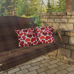 Heart Pattern Pillow — Red & Pink Valentine Patio Cushion