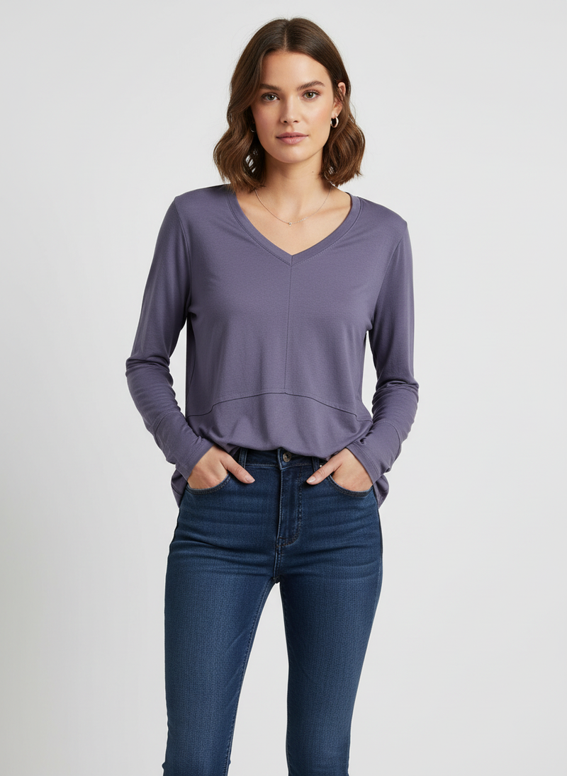 Zenana Marlin Blue Shark Bite High Low Hem Top