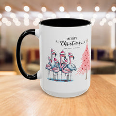 Colorful Holiday Mug, Christmas Flamingo Design