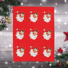 Christmas Santa Plush Velveteen Blanket, Holiday Throw Blanket,