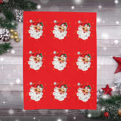 Christmas Santa Plush Velveteen Blanket, Holiday Throw Blanket,