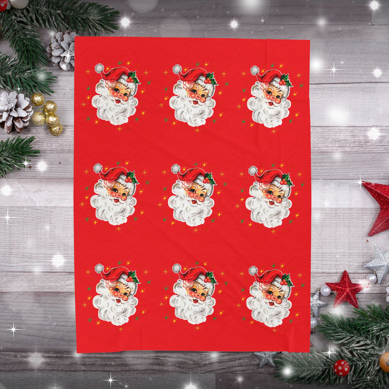 Christmas Santa Plush Velveteen Blanket, Holiday Throw Blanket,