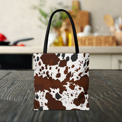 Chic Cow Print Tote Bag, Stylish Reusable Shopping Tote,