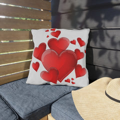 Outdoor Pillow – Red Heart Cluster Decorative Accent for Patio, Valentine’s Day & Romantic Decor