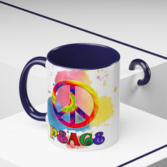Colorful Peace Mug with Tie-Dye Design, Various Colors & Sizes