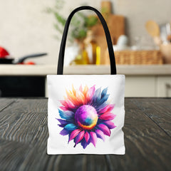Vibrant Floral Tote Bag, Colorful Flower Design,