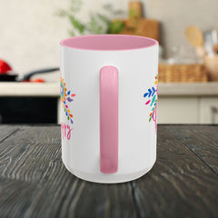 Be Happy Floral Mug — Colorful 11oz & 15oz Ceramic Coffee Mug
