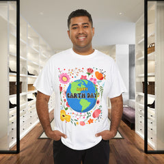 Earth Day Floral Tee — "Happy Earth Day" Graphic T-Shirt