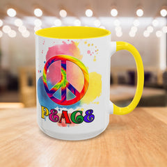 Colorful Peace Mug with Tie-Dye Design, Various Colors & Sizes
