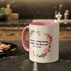 Joshua 24:15 Floral Faith Mug — "As for Me and My House, We Will Serve the Lord" (11oz/15oz)