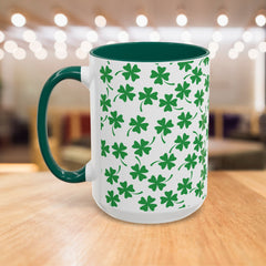 Shamrock Pattern Coffee Mug — St. Patrick’s Day Green Clover Ceramic Mug (11oz & 15oz)