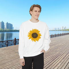 Sunflower Unisex Garment-Dyed Sweatshirt - Cozy Floral Pullover for Spring, Gifts, Stylish Casual Wear, Eco-Friendly Apparel