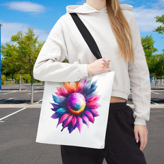 Vibrant Floral Tote Bag, Colorful Flower Design,