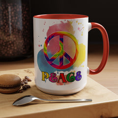 Colorful Peace Mug with Tie-Dye Design, Various Colors & Sizes
