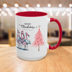 Colorful Holiday Mug, Christmas Flamingo Design