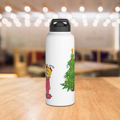 Christmas Themed Stainless Steel Water Bottle, Holiday Gift,