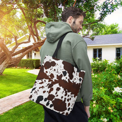 Chic Cow Print Tote Bag, Stylish Reusable Shopping Tote,