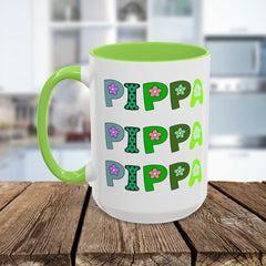 Pippa Floral Name Mug — Personalized Colorful Coffee Cup (11oz & 15oz)