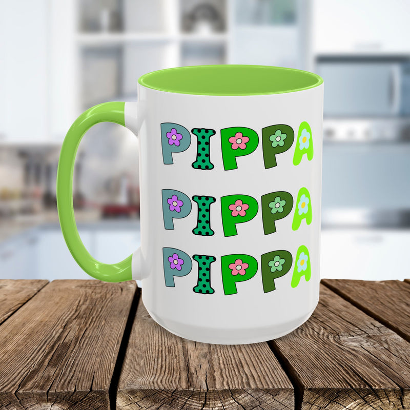 Pippa Floral Name Mug — Personalized Colorful Coffee Cup (11oz & 15oz)