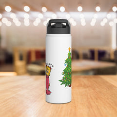 Christmas Themed Stainless Steel Water Bottle, Holiday Gift,