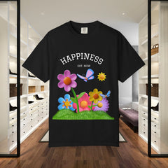 Cheerful Flower Graphic T-Shirt, Happiness Tee,