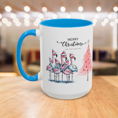 Colorful Holiday Mug, Christmas Flamingo Design