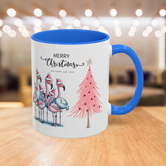 Colorful Holiday Mug, Christmas Flamingo Design