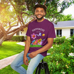 Cheerful Flower Graphic T-Shirt, Happiness Tee,