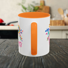 Be Happy Floral Mug — Colorful 11oz & 15oz Ceramic Coffee Mug