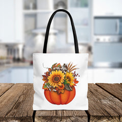 Autumn Floral Tote Bag, Pumpkin Harvest Bag,